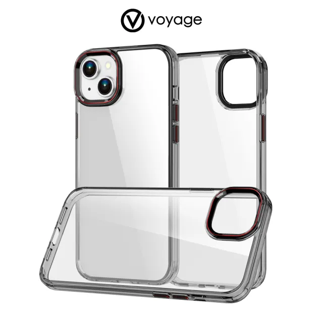 【VOYAGE】iPhone 15 Plus 6.7 抗摔防刮保護殼-Pure Frame-透黑(２合１吸震複合式材料製程)