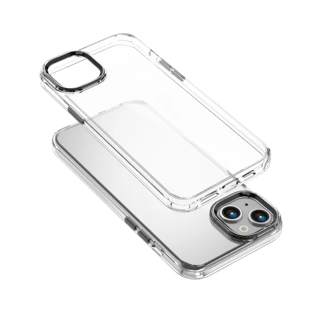 【VOYAGE】iPhone 15 Plus 6.7 抗摔防刮保護殼-Pure Frame-透明(２合１吸震複合式材料製程)