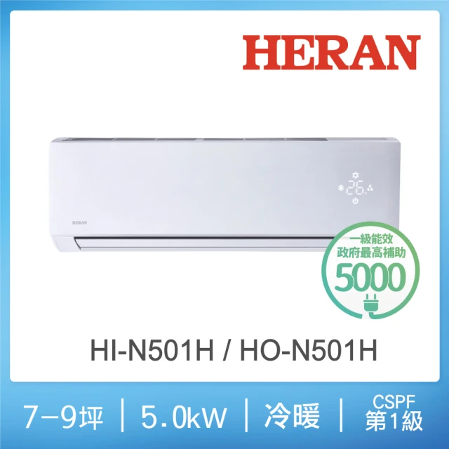 HERAN 禾聯HERAN 禾聯 福利品7-9坪 一級變頻冷暖分離式空調(HI-N501H/HO-N501H)