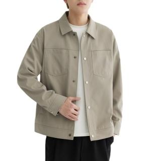 【米蘭精品】現貨+預購 保暖外套休閒夾克(純色基本款翻領簡約男外套3色74gb7)