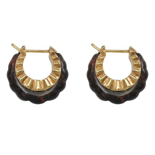 BOTTEGA VENETA 寶緹嘉 復古風琥珀金屬圓環設計感針式耳環(金)