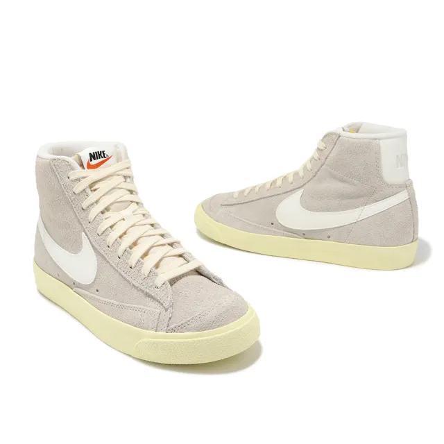 【NIKE 耐吉】休閒鞋 Wmns Blazer MID 77 VNTG 女鞋 米灰 黃 麂皮 復古(DV7006-001)