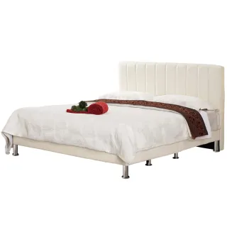 【Hampton 漢汀堡】諾爾斯5尺皮面雙人床架-米白(一般地區免運費/床組/雙人床)