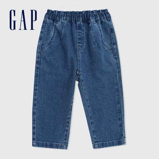 【GAP】女幼童裝 鬆緊錐形牛仔褲-藍色(892011)