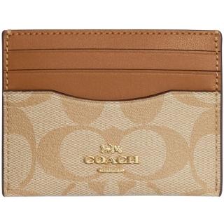 【COACH】奶茶X卡其PVC滿版LOGO卡片夾