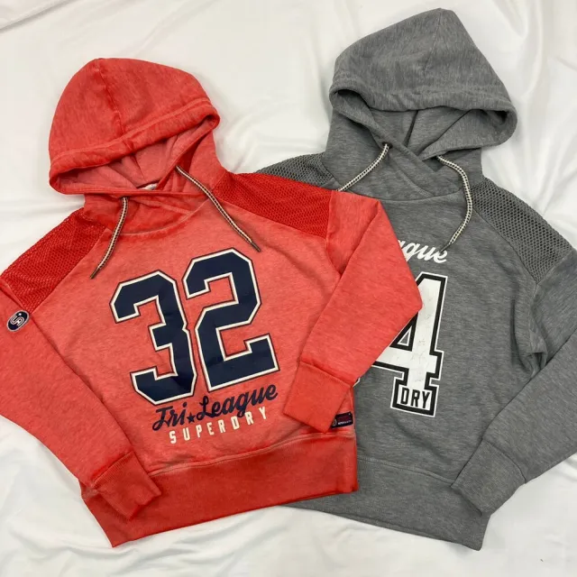 【Superdry】女版 土耳其製 寬肩 極度乾燥  厚帽T 連帽 上衣 logo油墨裂紋  短版(連帽 上衣 5015CC3)