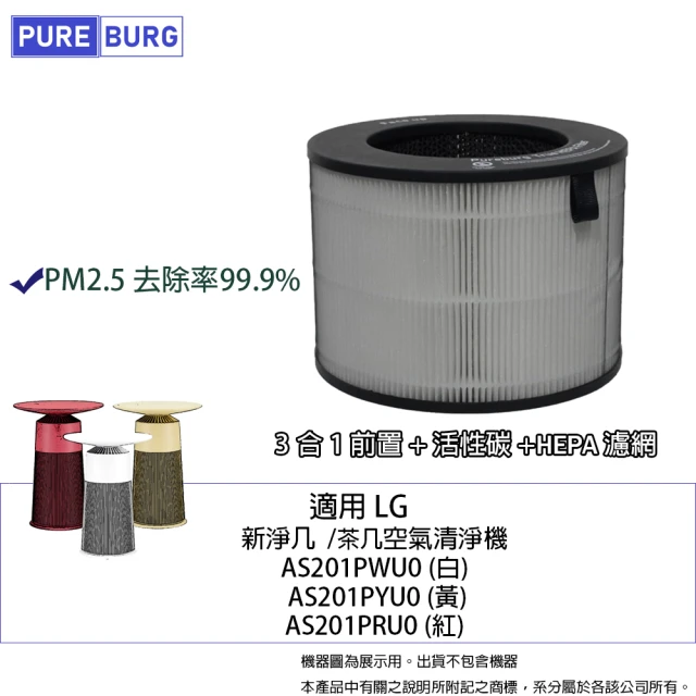 PUREBURG 適用LG樂金AeroFurniture AS201PWU0 AS201PYU0 新淨几 茶几空氣清淨機HEPA濾網濾芯