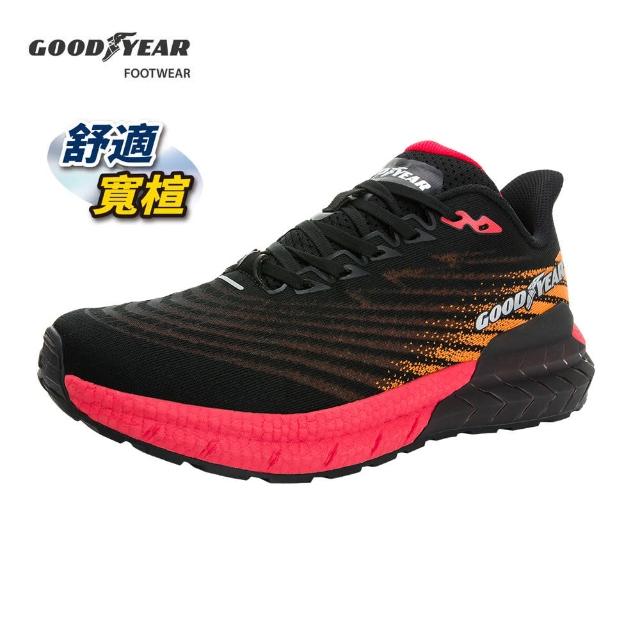 【GOODYEAR 固特異】Q彈暢跑-寬楦緩震運動/男鞋 緩震 透氣 黑紅(GAMR43212)
