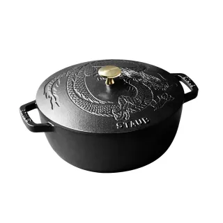 【法國Staub】龍年限定琺瑯鑄鐵和食鍋24cm(黑色)