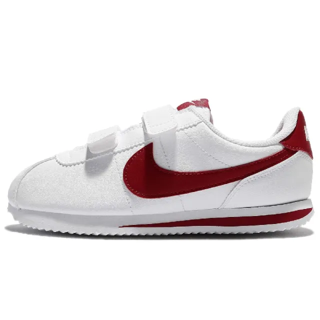 【NIKE 耐吉】童鞋 Cortez Basic SL PSV 中童 阿甘鞋 白 紅 魔鬼氈 經典 小朋友(904767-101)