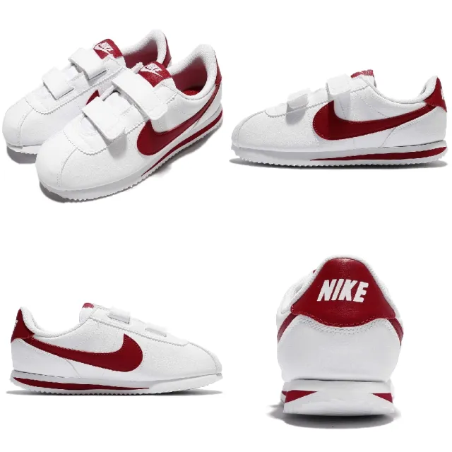 【NIKE 耐吉】童鞋 Cortez Basic SL PSV 中童 阿甘鞋 白 紅 魔鬼氈 經典 小朋友(904767-101)