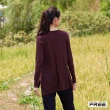【FREE】V領素色變化下擺長袖羊絨衫(深紫/混紅)