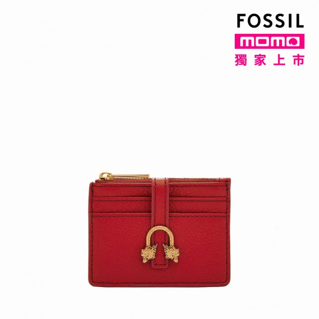 FOSSIL Vada 龍年真皮拉鍊卡夾-紅色 SL10022615