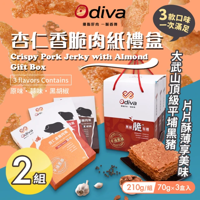 Odiva 杏仁香脆肉紙禮盒x2組(綜合口味/薄片肉紙/肉乾/杏仁脆片)