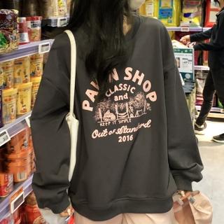 【Amirr 艾米爾】★休閒寬鬆古著加絨上衣(女上衣/長袖/衛衣)