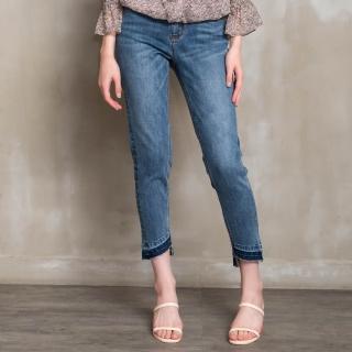 【perng yuh 芃諭名品】輕漾纖感 斜衩口 刷色 窄管牛仔褲(2024 SS Collection｜3A春夏系列)