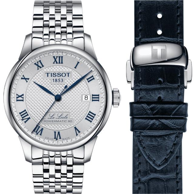 【TISSOT 天梭】官方授權 Le Locle 80小時動力儲存 20周年機械錶 贈原廠皮帶 禮物(T0064071103303)