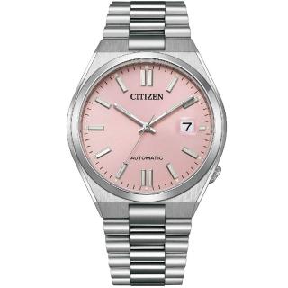 【CITIZEN 星辰 官方授權】PANTONE 聯名款 經典紳士時尚自動上鍊機械錶-40mm/夢幻粉 禮物(NJ0158-89X)