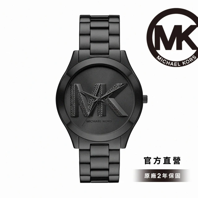 Michael Kors 官方直營 Slim Runway 輕盈漫步系列LOGO女錶 黑色不鏽鋼錶帶手錶 42MM MK4734