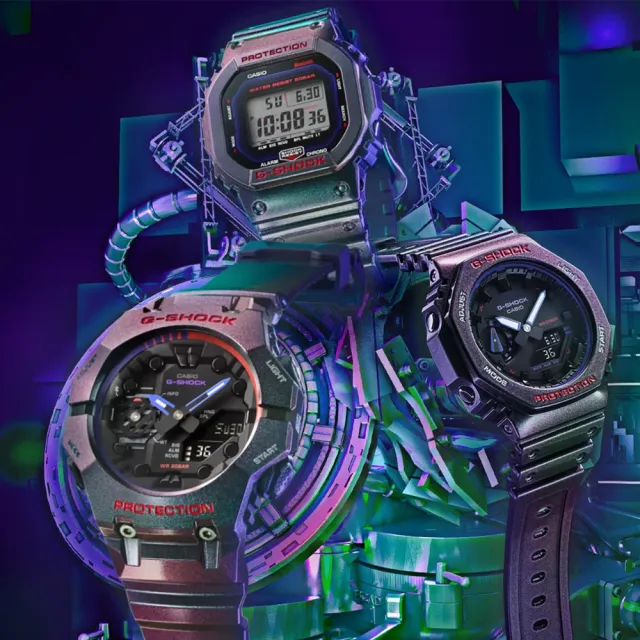 【CASIO 卡西歐】G-SHOCK 虛擬世界 遊戲玩家 八角形雙顯錶(GA-2100AH-6A)