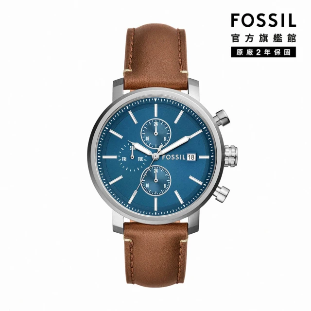 FOSSIL Rhett 美式復古曠野三眼手錶 棕色真皮錶帶 42MM BQ2847