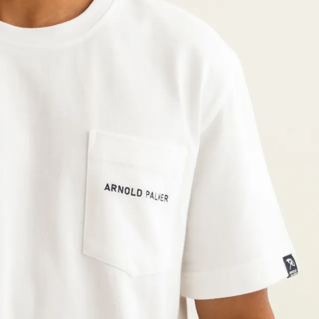 【Arnold Palmer 雨傘】男裝-簡約質感文字T恤(白色)