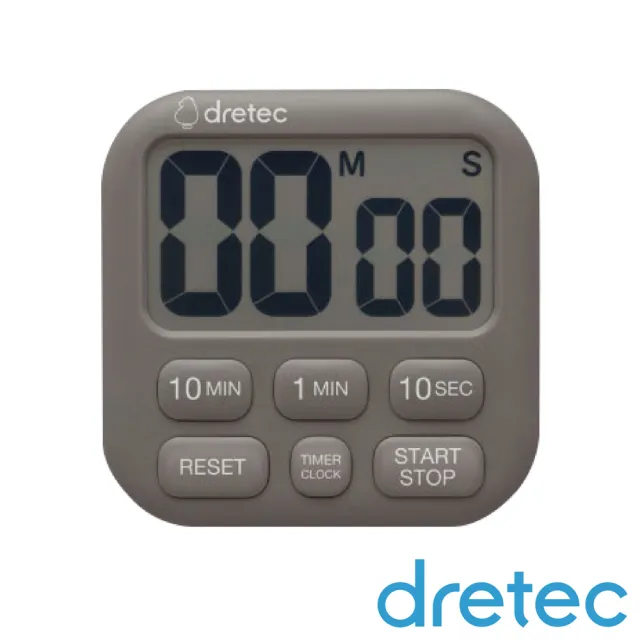 【DRETEC】波波拉日本大螢幕時鐘計時器-6按鍵-深灰色(T-792DG)