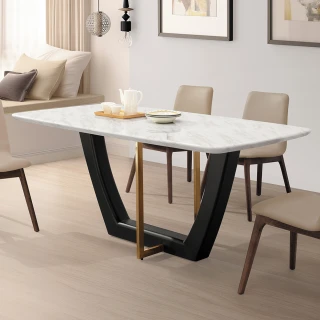 【BODEN】陶德6尺工業風石面造型餐桌/工作桌/長桌/會議桌