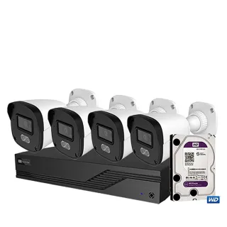 【昇銳】昌運監視器 送2TB IP攝影機+NVR套裝 HS-PK4312 4路主機 +HS-T087T2-C 全彩槍型網路攝影機 *4