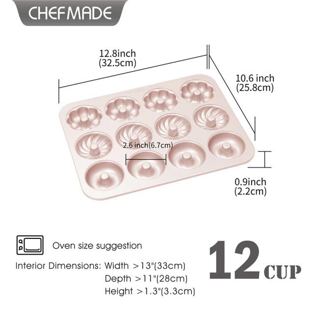 【Chefmade學廚】3款12連甜甜圈模(WK9223多拿滋甜甜圈蛋糕烤盤模具)