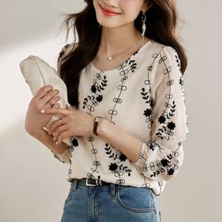 【ONEY 歐妮】★七分袖氣質寬鬆圓領上衣(OL/休閒/長袖/女裝)