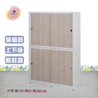 【·Fly· 飛迅傢俱】4尺滑推門塑鋼吊衣櫃/右6層收納(上下2座)