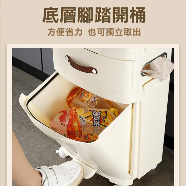 【isona】18L ins風 二層可分隔高腳收納架 置物架 按壓分類垃圾桶(垃圾桶 收納架 儲物架)