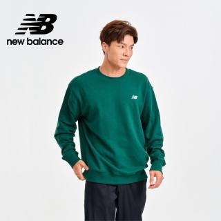 【NEW BALANCE】NB 刺繡NB圓領長袖上衣 男性 綠色 MT41507NWG(美版 版型偏大)