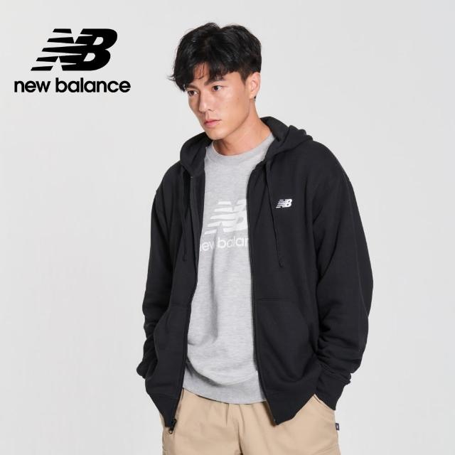 【NEW BALANCE】NB 刺繡NB休閒連帽外套_男性_黑色_MJ41501BK(美版 版型偏大)