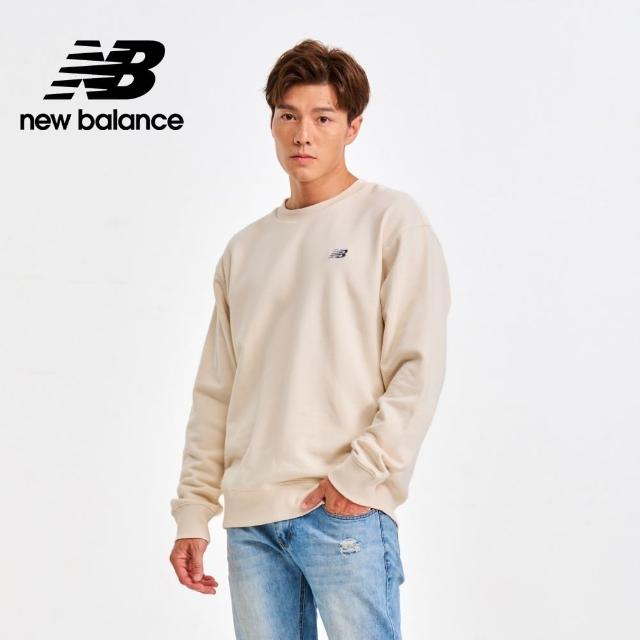 【NEW BALANCE】NB 刺繡NB圓領長袖上衣_男性_杏色_MT41507LIN(美版 版型偏大)