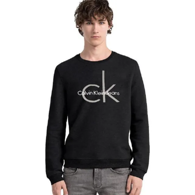 【Calvin Klein 凱文克萊】CK 圓領大學T 長袖上衣 重磅鋪棉 秋冬保暖 套頭衫(長袖T 保暖衣著)