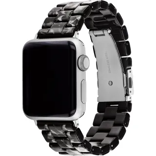 【COACH】Apple Watch 錶帶 38/41/42mm 適用 錶帶 - 黑色C字玳瑁紋(不含手錶)