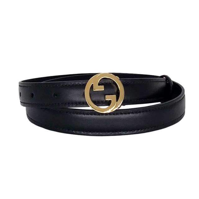 GUCCI 古馳 723073 Blondie 雙G 黑(金頭/細皮 2.0cm腰帶)