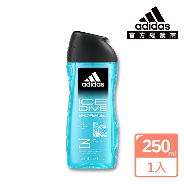 【adidas 愛迪達】男性三合一潔顏洗髮沐浴露-超越沁涼(250ml)