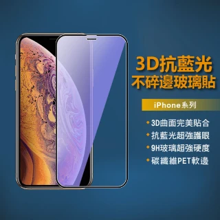 【SOG手機配件】抗藍光不碎邊滿版保護貼(玻璃貼適用iPhone15/14/13/12/11/Pro Max/XR/XS/i11)