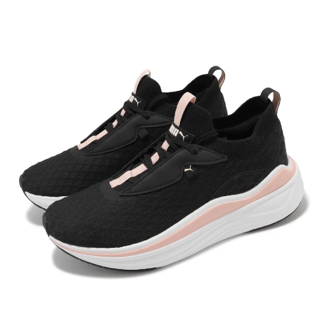 PUMA 慢跑鞋 Softride Stakd Premium Wns 女鞋 黑 粉 襪套 厚底 緩震 運動鞋(378854-05)