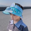 【安朵童舖】現貨兒童迷你風扇遮陽帽USB充電風扇帽子女童卡通防曬帽男童空頂帽(017A)