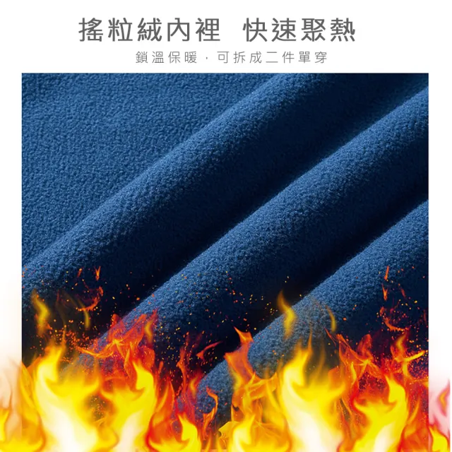 【Billgo】*現貨*8XL加大碼-情侶款*三合一5色 搖立絨禦寒連帽刷毛外套(130kg可穿、專櫃品質、機能)