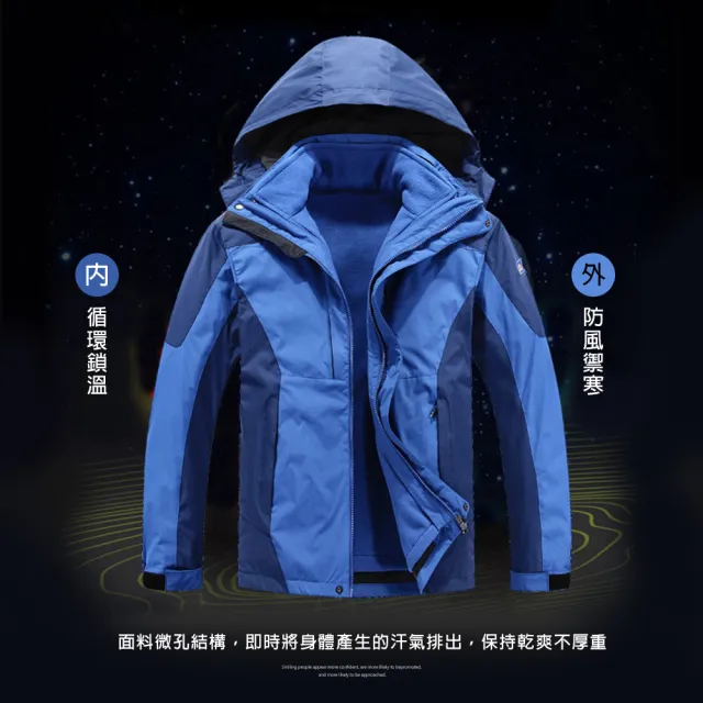 【Billgo】L-3XL女款禦寒兩件套外套 三合一防風防潑水連帽外套(機能、三合一)