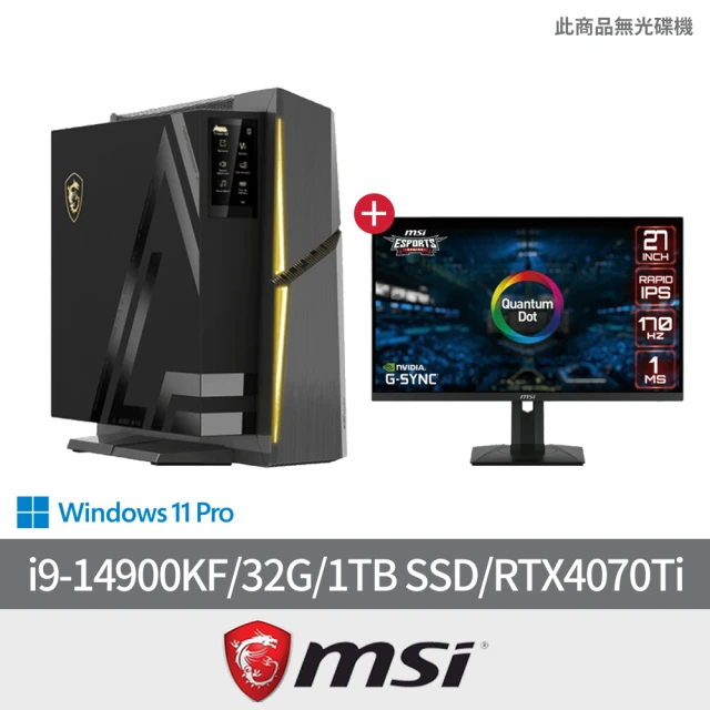 【MSI 微星】27型量子點電競螢幕組★i9 RTX4070Ti電競電腦(i9-14900KF/32G/1TB SSD/RTX4070Ti/W11P)