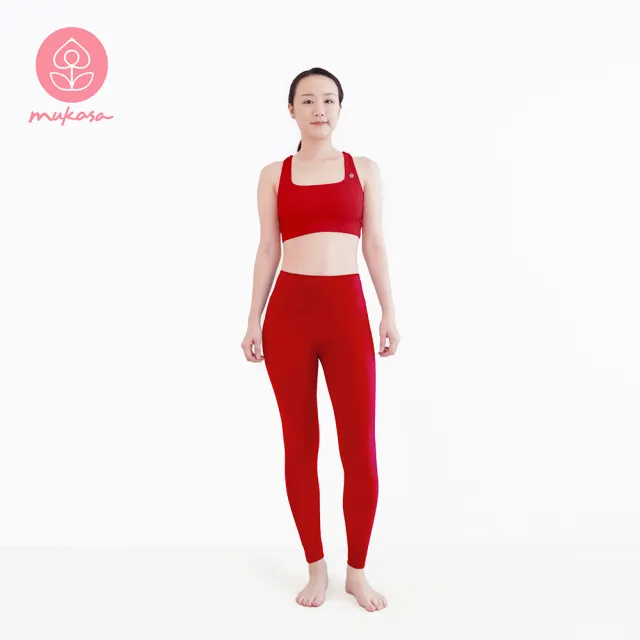 【Mukasa 慕卡莎】LISSOM 柔羽親膚瑜珈褲 - 夢露紅 - MUK-23902(瑜珈褲、運動褲、九分褲)