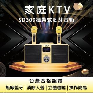 【DYD】SD309攜帶式藍芽音箱 贈行動電源+防噴套+充電頭(家庭KTV 無線藍牙音響)