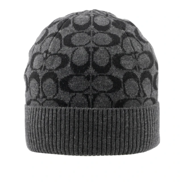 COACH CC Logo 緹花布及皮革棒球帽(炭灰色/黑色