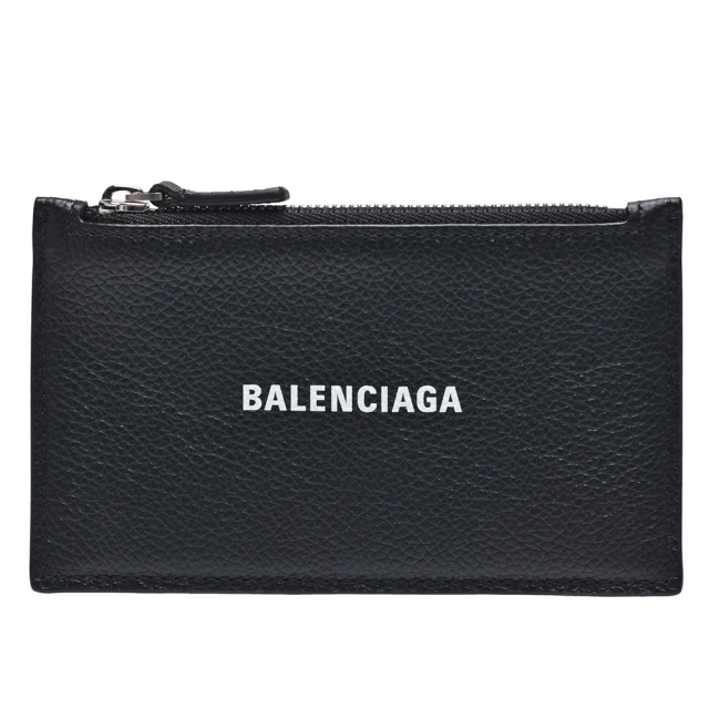 【Balenciaga 巴黎世家】經典品牌字母LOGO掛繩拉鍊零錢包(黑616015-1IZIM-1090)